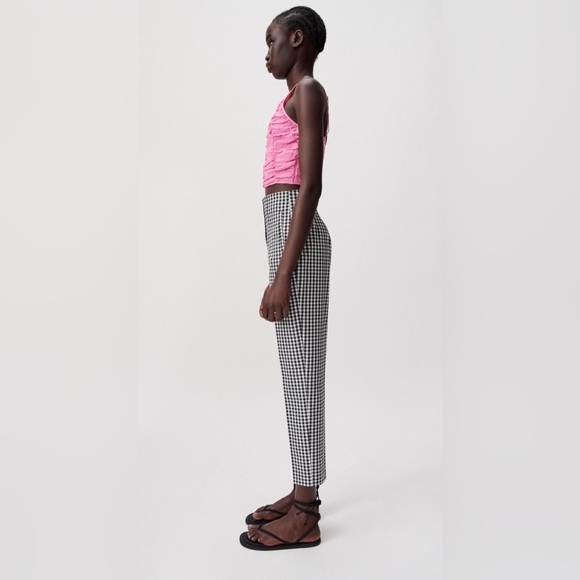 ZARA black/white checkered retro style pants size extra small - Picture 4 of 13